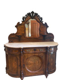 Irish Victorian Burl Walnut Credenza